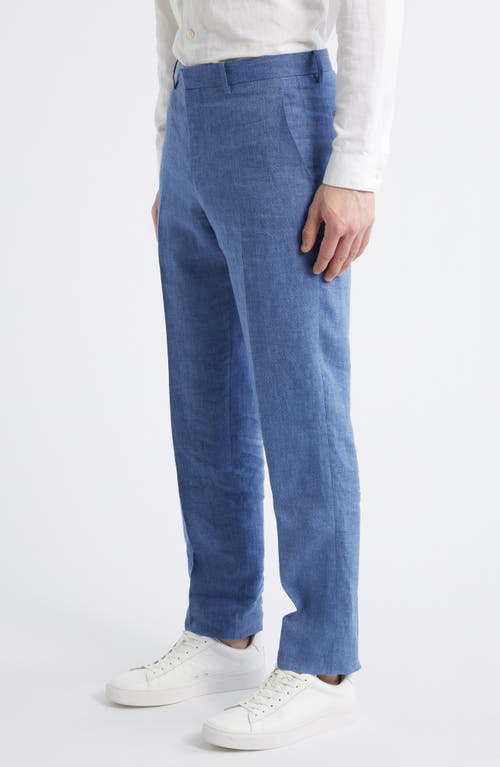 Theory Mayer Slim Fit Linen Dress Pants In Indigo