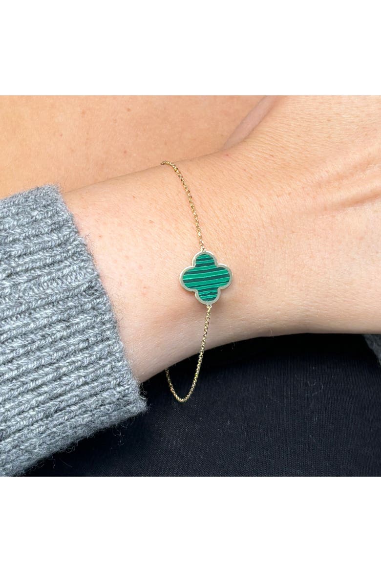 Large Malachite Single Clover Bracelet, Alternate, color, Malachite