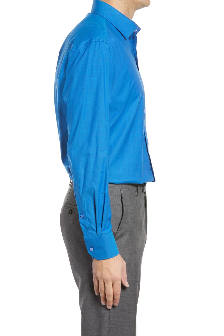 Trim Fit Dot Dress Shirt, Alternate, color, TEAL
