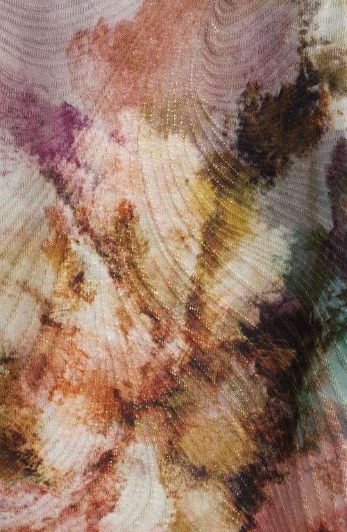 Tahari Asl Metallic Abstract Print Jacquard Cocktail Dress In Pink Gold Multi