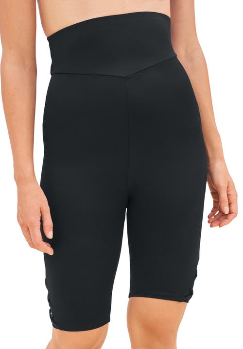 Swim 365 Lattice-detailed High-waist Bike Short In Black