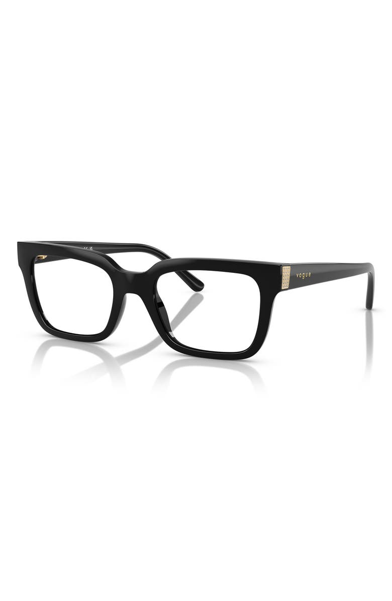 VOGUE 52mm Pillow Optical Glasses, Alternate, color, Black