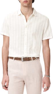 John Varvatos Carson Textured Short Sleeve Cotton Button-Up Shirt