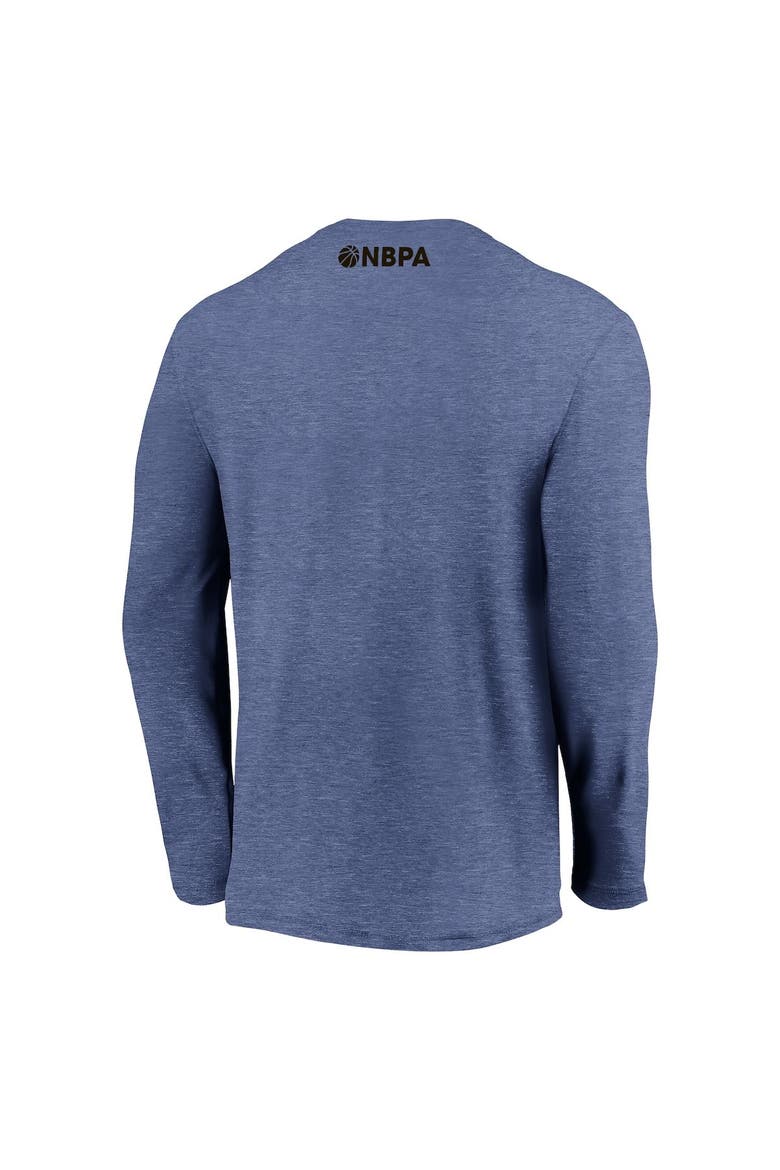 Men's Fanatics Branded Heathered Navy NBPA Behind the Arc Long Sleeve T-Shirt, Alternate, color, Heather Navy