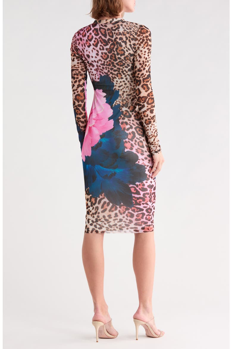 Diane Long Sleeve Henley Dress, Alternate, color, ANIMAL BLOCK PEONY