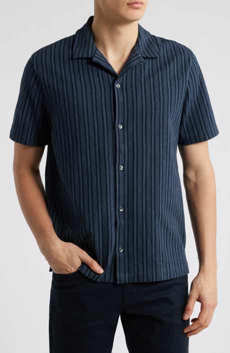 Vince Cabana Stripe Short Sleeve Button-Up Camp Shirt