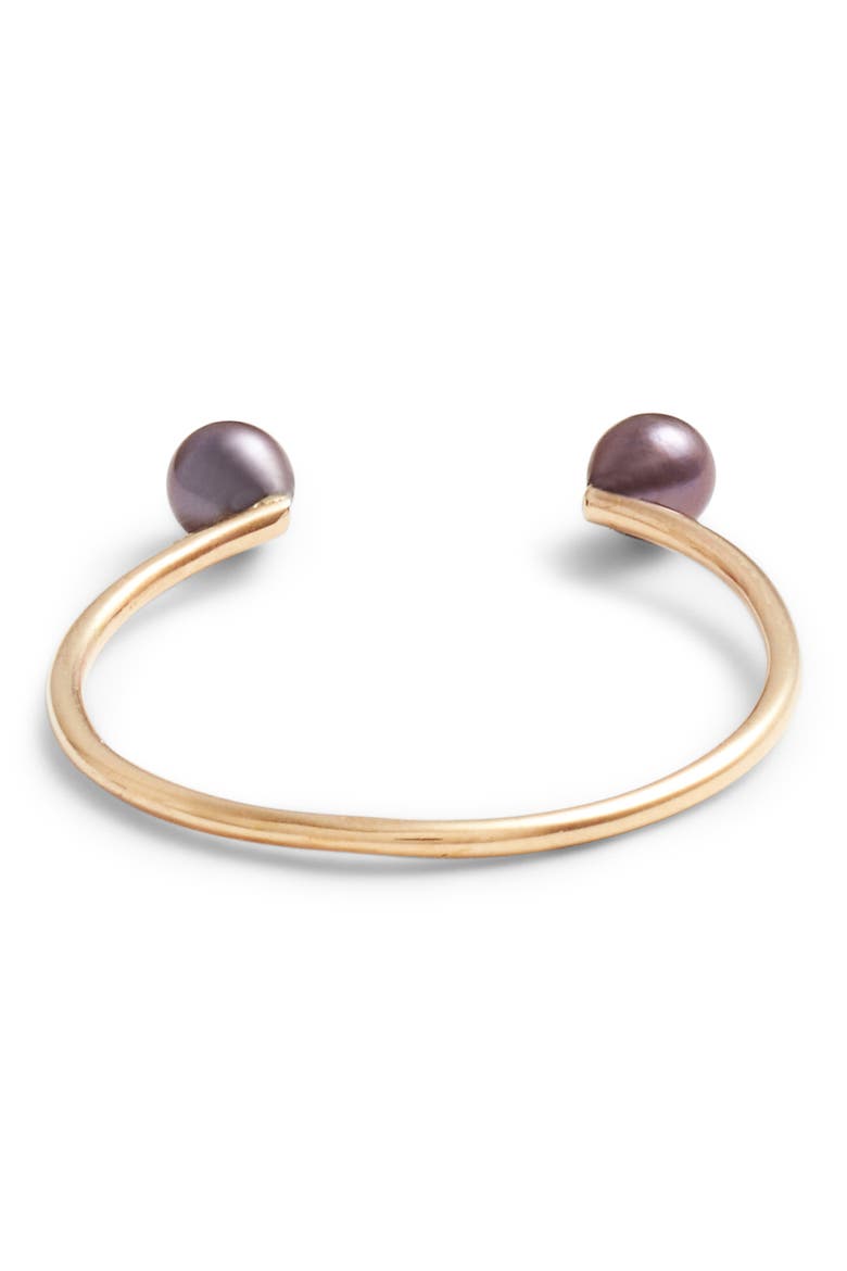 Skinny Pearl Open Ring, Alternate, color, YELLOW GOLD/ BLACK PEARL