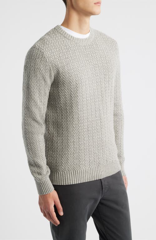 James Campbell Ayr Herringbone Stitch Cotton & Wool Blend Sweater In Brown
