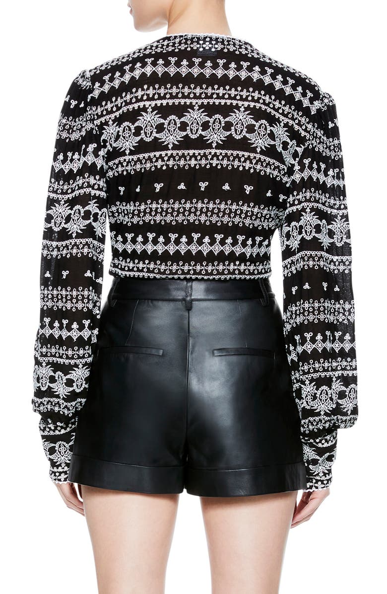 Alice + Olivia Ona Embroidered Tunic Top, Alternate, color,