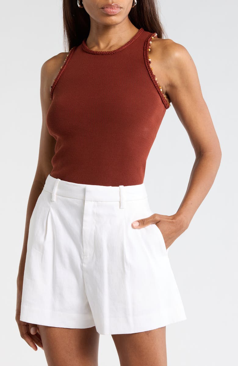 A.L.C. Nelly Beaded Top, Main, color, Deep Sequoia