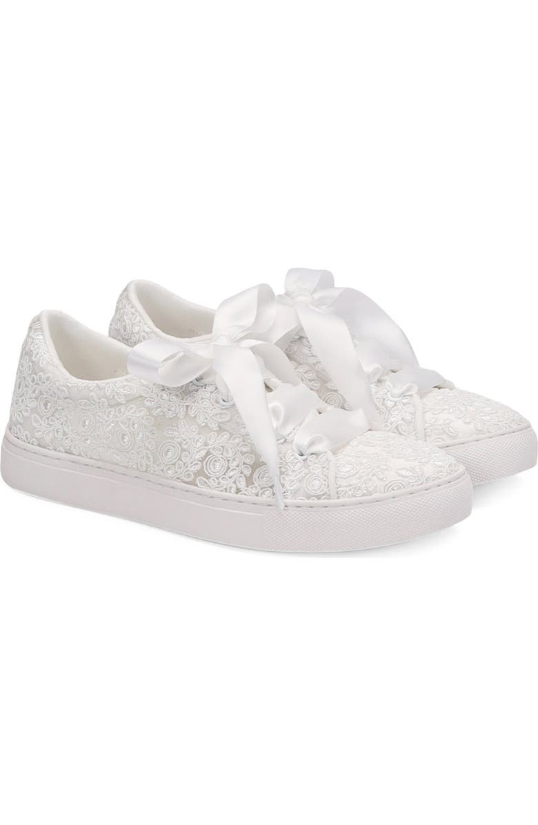 Kailee P Gia Crochet Lace Wedding Platform Sneakers, Main, color, White