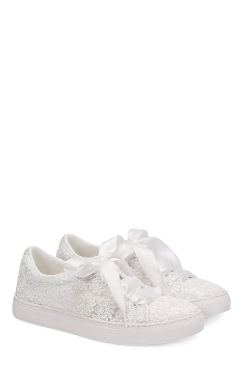 Gia Crochet Lace Wedding Platform Sneakers