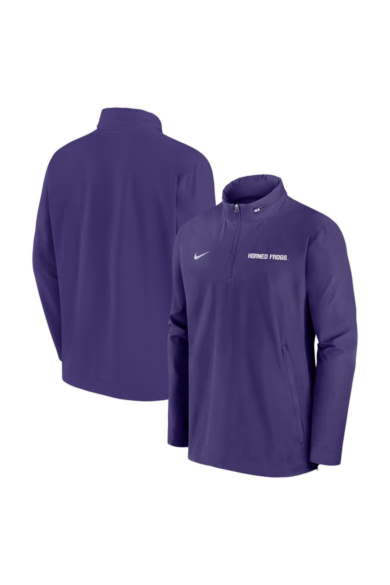 Men's Nike Purple TCU Horned Frogs 2024 Sideline Coach Quarter-Zip Hoodie Jacket, Main, color, Purple