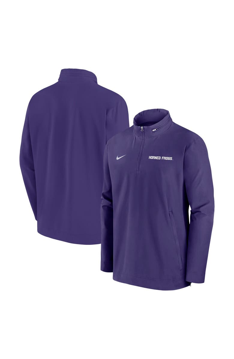 Nike Men's Nike Purple TCU Horned Frogs 2024 Sideline Coach Quarter-Zip Hoodie Jacket, Main, color, Purple