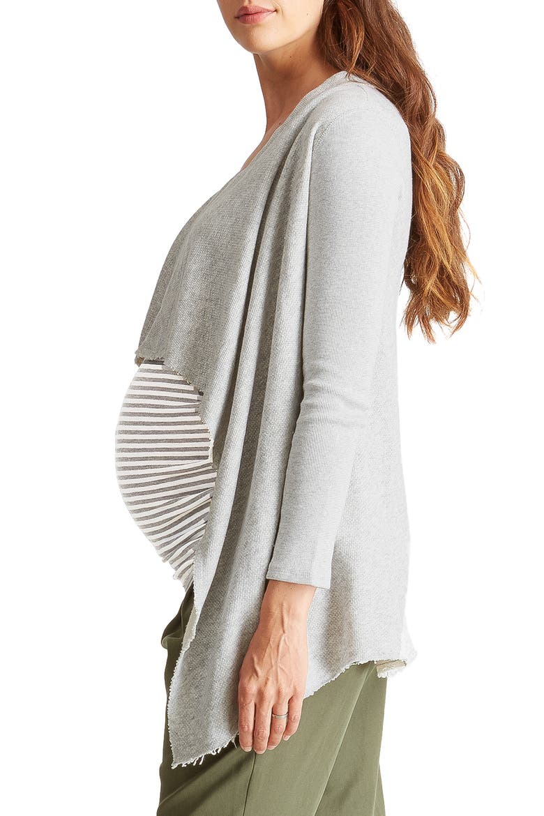 Ingrid & Isabel® Drape Front Maternity Cardigan, Alternate, color, LIGHT HEATHER GREY