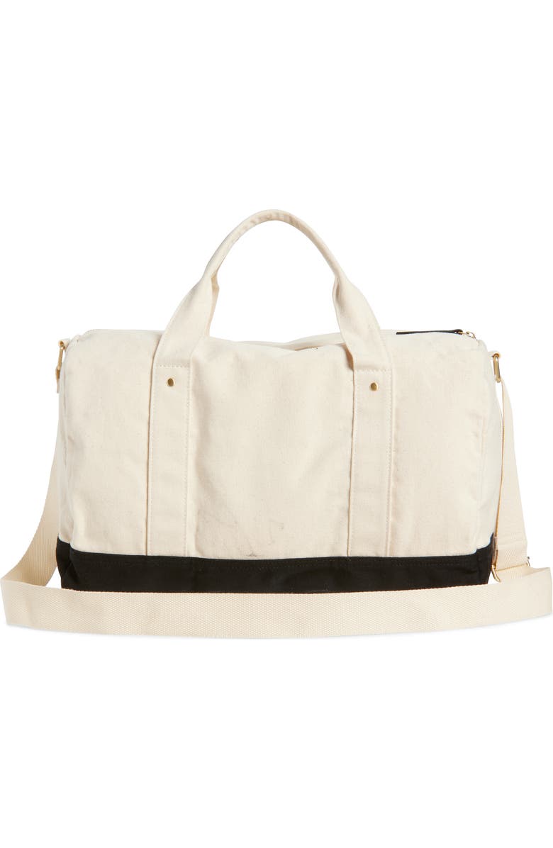 Favorite Daughter Logo Embroidered Canvas Duffle Bag, Alternate, color, Natural Black