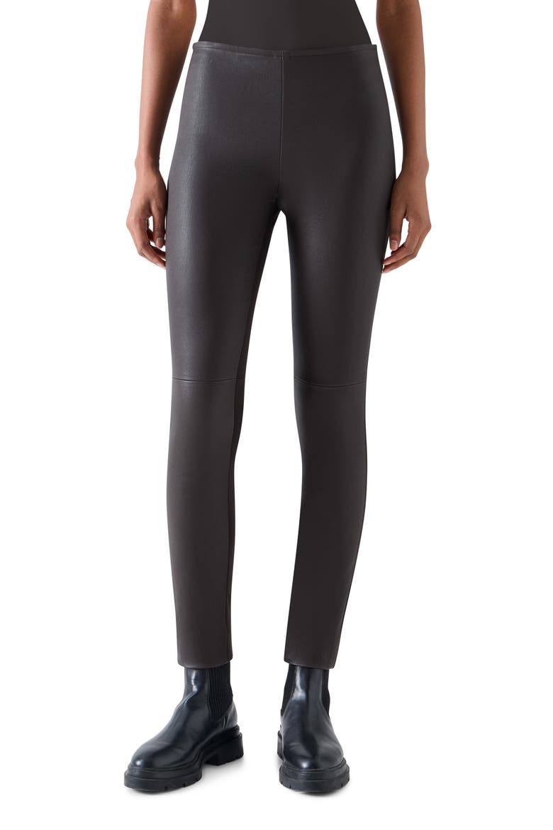 Leather Front Jersey Back Leggings, Main, color, ESPRESSO