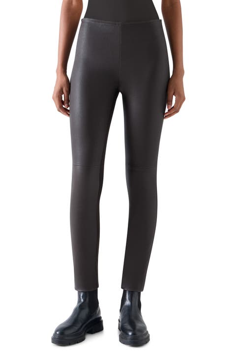 Leather Front Jersey Back Leggings