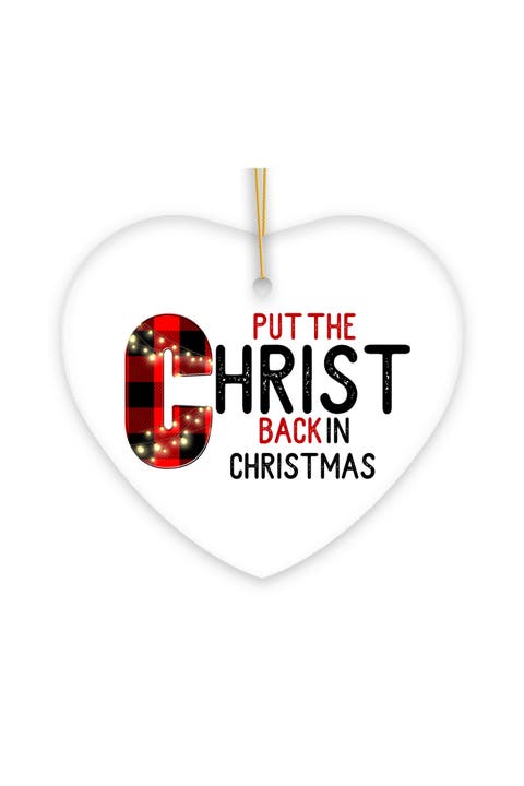 Put Christ Back In Christmas Plaid Heart Ornament