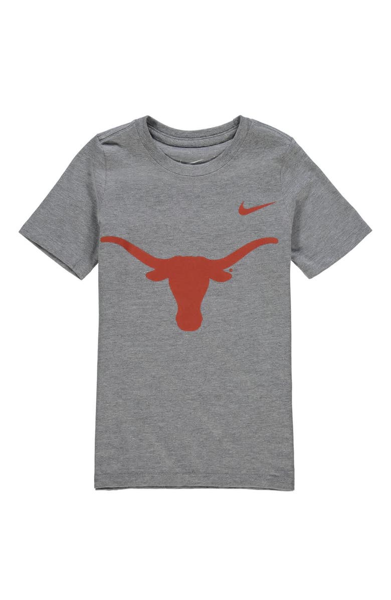 Nike Preschool Nike Charcoal Texas Longhorns Logo T-Shirt, Alternate, color, Heather Gray