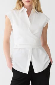 Lafayette 148 New York Organic Cotton Poplin Wrap Shirt