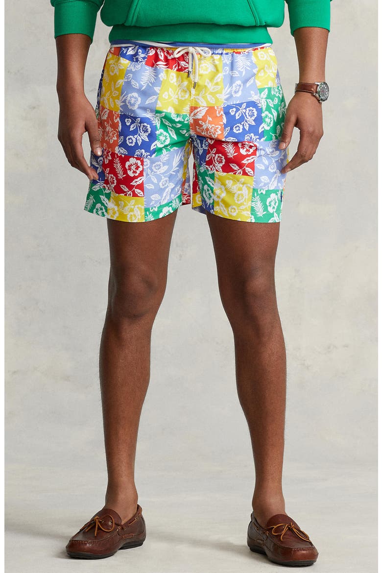 Traveler Floral Swim Trunks, Alternate, color, VILLA BATIK PATCHWORK