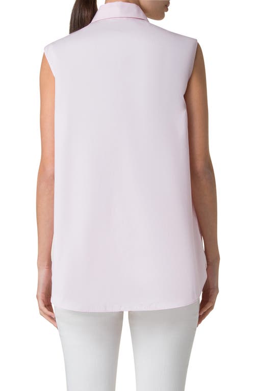 Akris Punto 3d Carnation Applique Sleeveless Button-down Blouse In Pale Pink