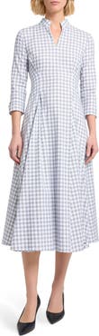 Misook Plaid Fit & Flare Cotton Midi Dress