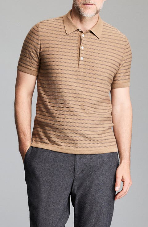 Texture Stripe Polo Sweater