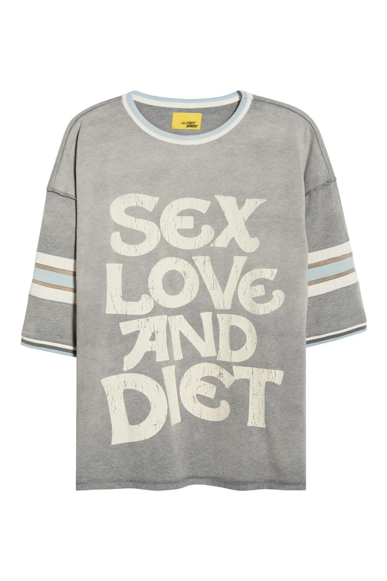Sex, Love & Diet Athletic Graphic T-Shirt, Alternate, color, HEATHER GREY/ BLUE