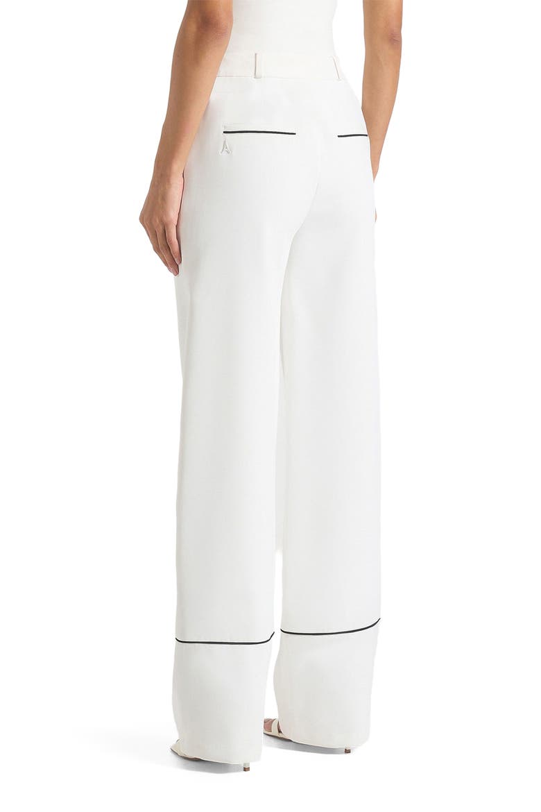 Mina Contrast Piped Pleated Trousers, Alternate, color, White/Black