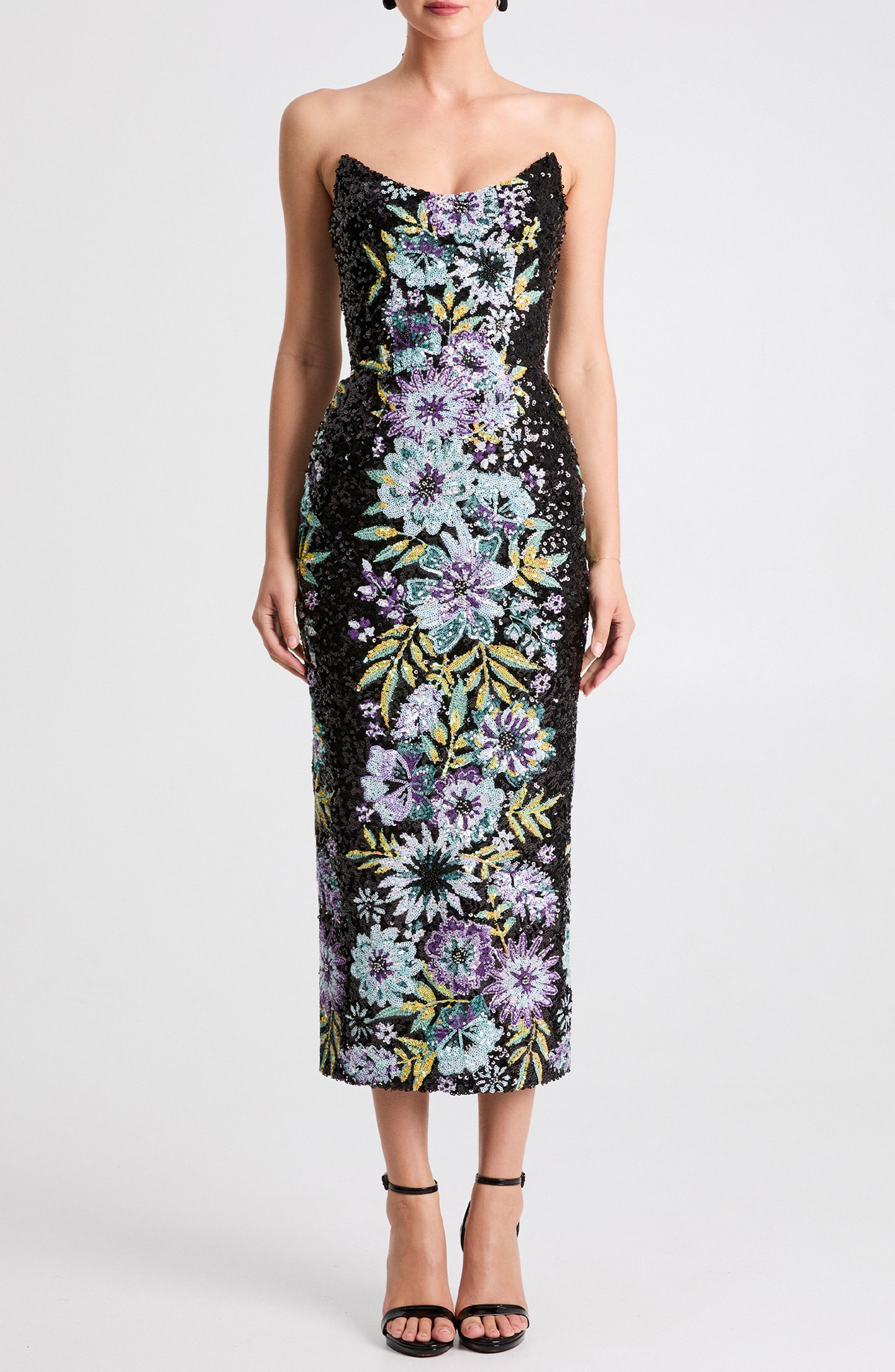 Alessandra Sequin Strapless Gown