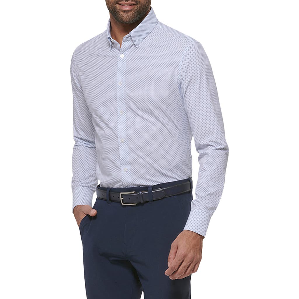 Mizzen + Main Mizzen+main Leeward Microprint Stretch Performance Button-up Shirt In White
