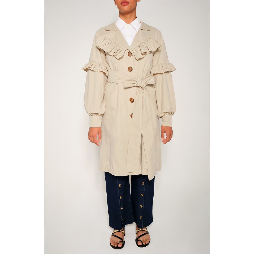 The Lulo Project Eagle Ruffle Detail Trench Coat in Arena 16  product