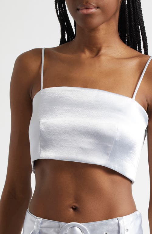 Cinq À Sept Cinq A Sept Nikki Hammered Satin Crop Top In Silver