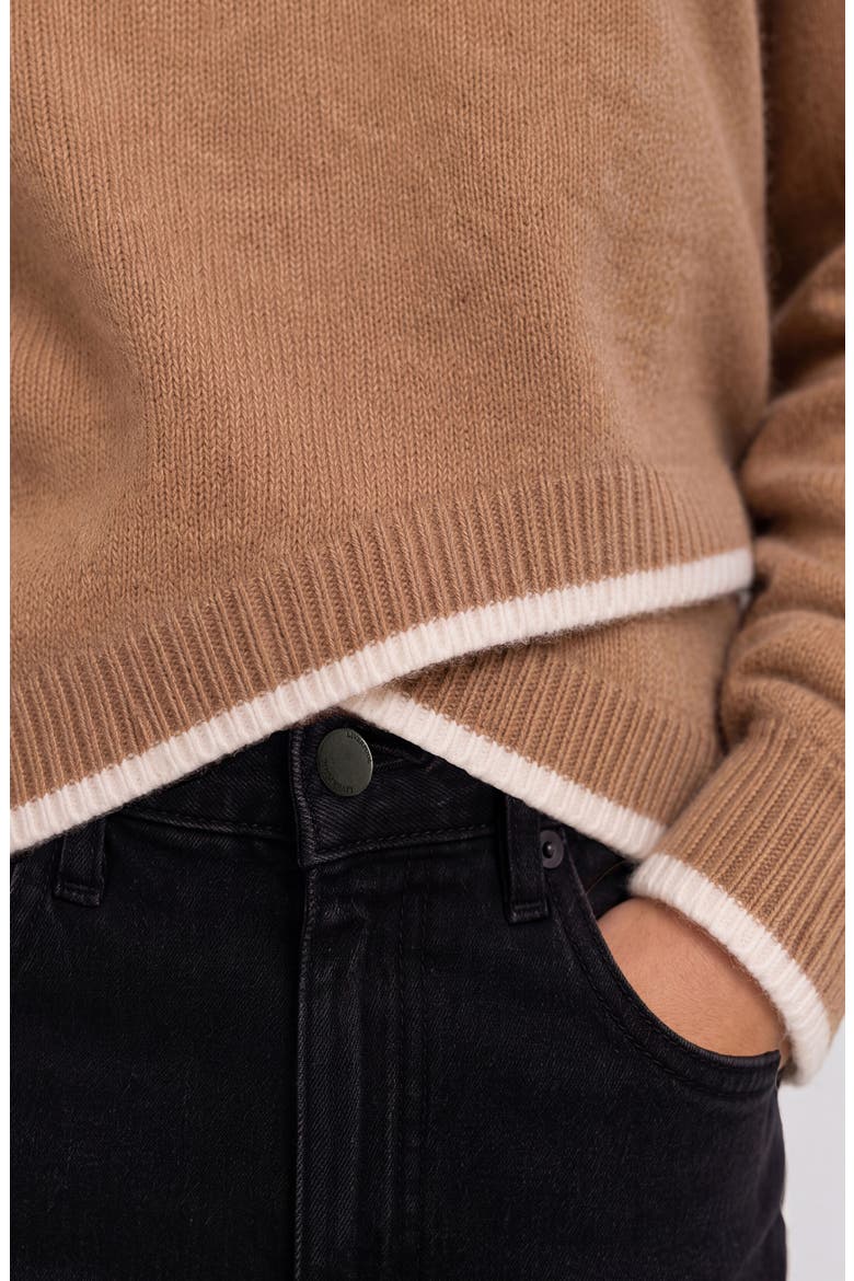 Tipped Tulip Hem Sweater, Alternate, color, HEATHER CAMEL WITH CREAM