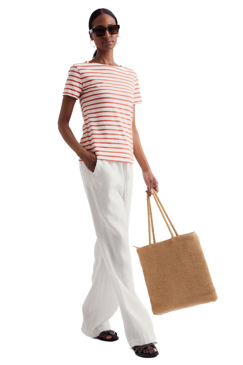 Sailor Stripe Organic Cotton T-Shirt, Alternate, color, BRETON CARNELIAN