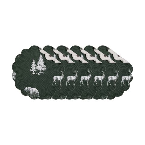 Fernwood Forest 100% Cotton Quilted Set of 6 Placemats 17"