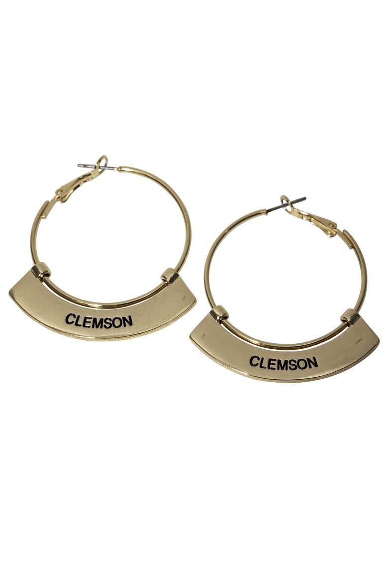 Clemson Tigers Weller Gold Hoop Earrings, Main, color, Gold
