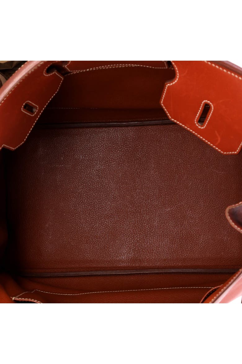 Hadware Box Pre-Owned Hermes Birkin Handbag Orange Box Calf with Gold Hardware 35 ...