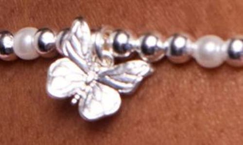 Estella Bartlett Butterfly & Faux Pearl Stretch Bracelet In White