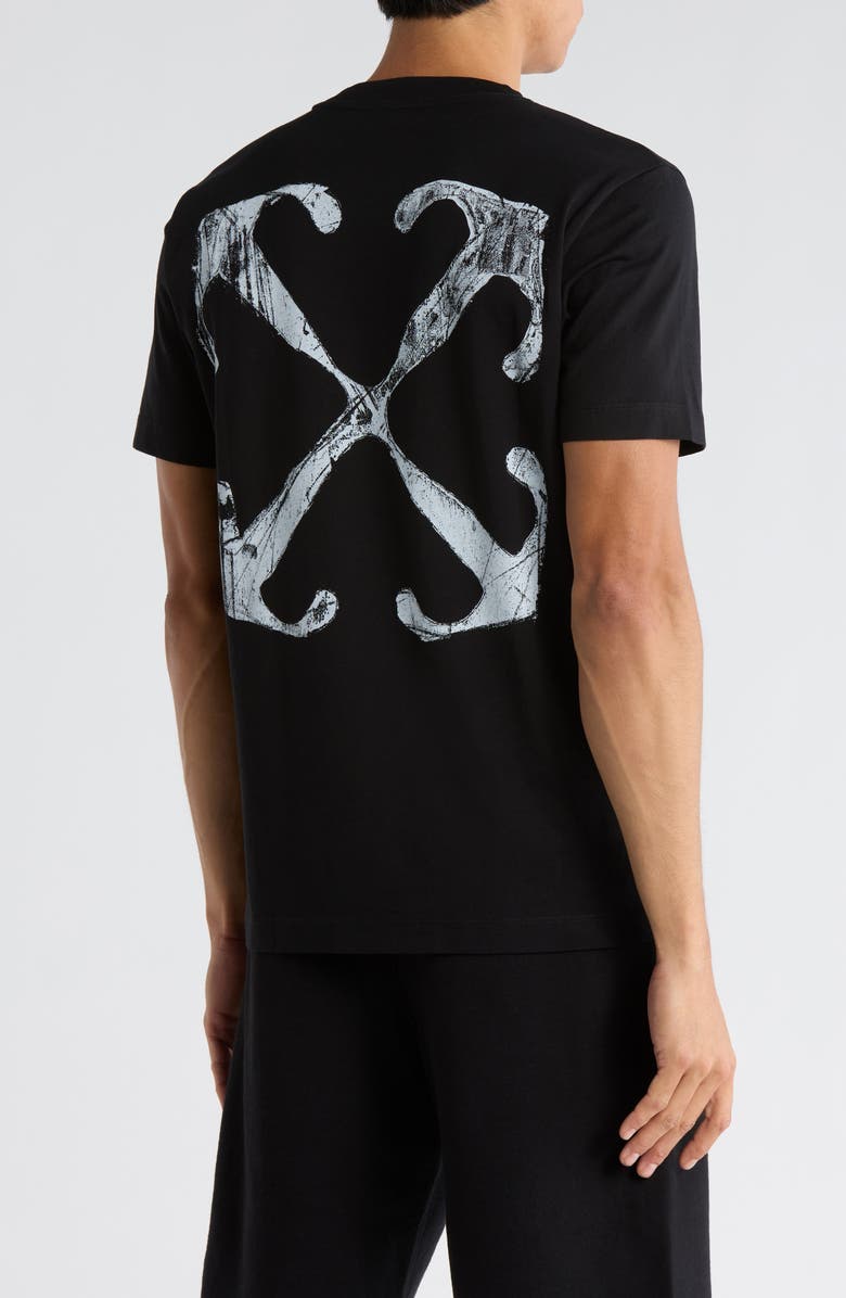 Off-White Slim Fit Scratch Arrow Graphic T-Shirt, Alternate, color, Black And White