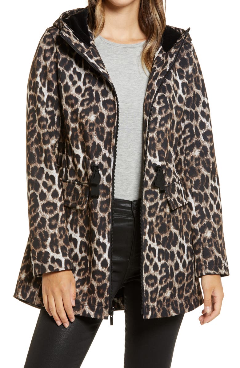 Gallery Leopard Print Hooded Soft Shell Jacket, Alternate, color, 