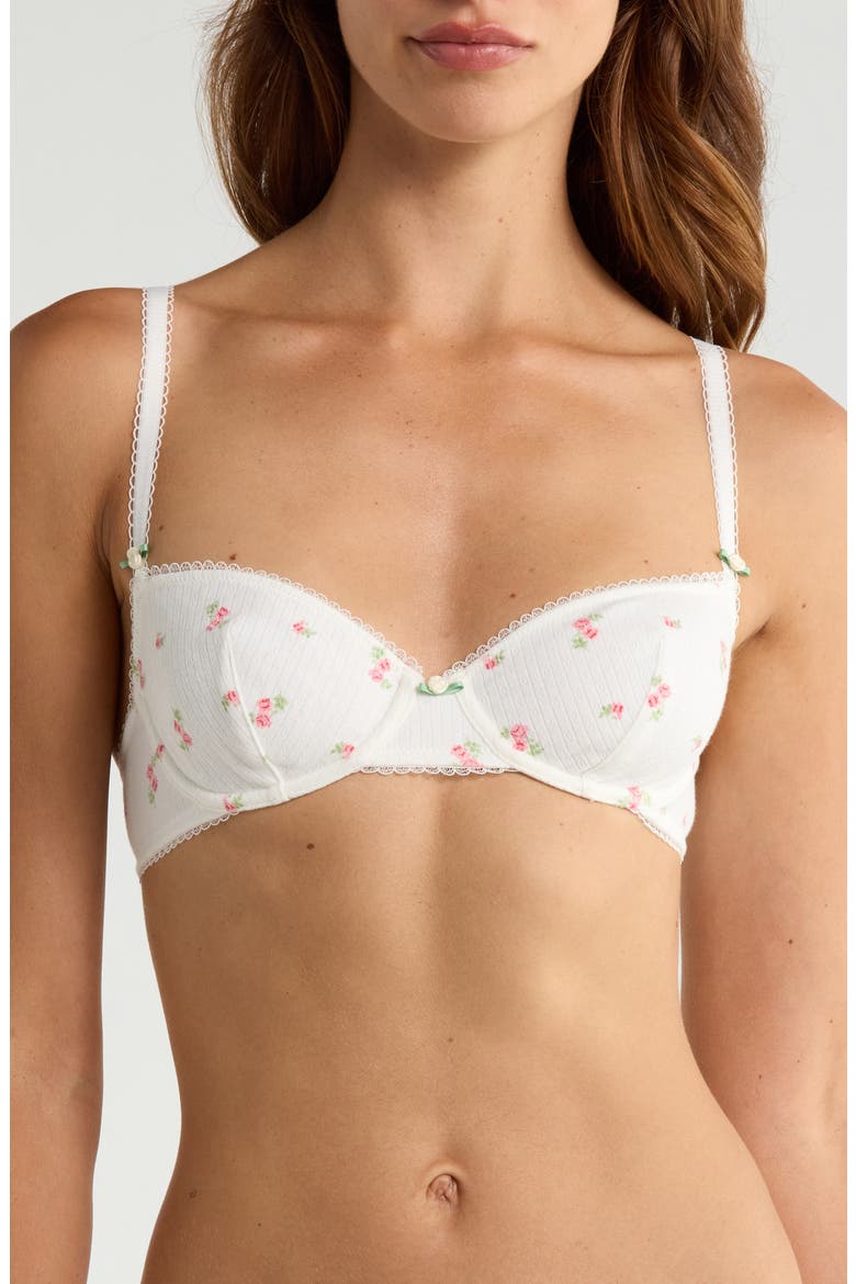 Sleepover Classique Underwire Stretch Cotton Balconette Bra, Main, color, PRINT ECRU BACKGR