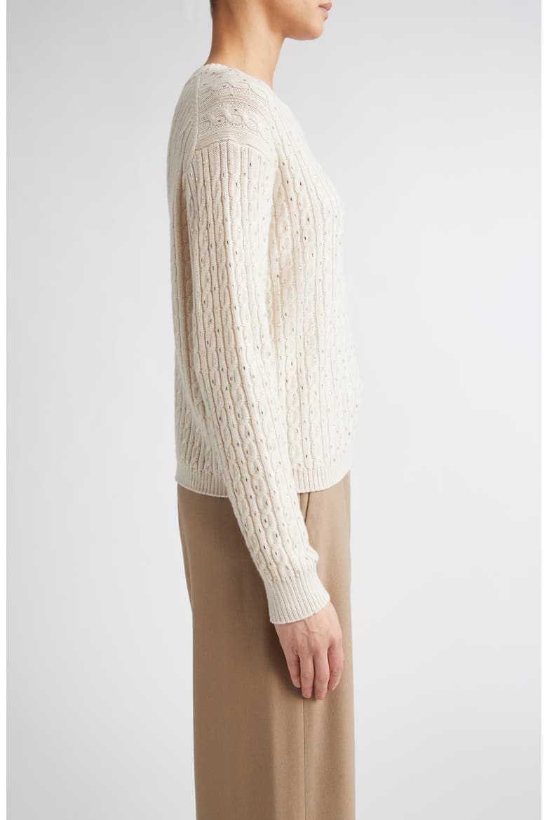 Ussuri Embellished Cable Wool Sweater, Alternate, color, BEIGE