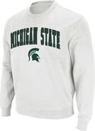 COLOSSEUM Men's Colosseum White Michigan State Spartans Arch & Logo Crew Neck Sweatshirt