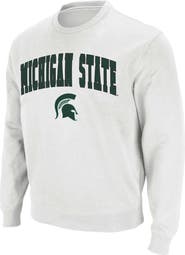 COLOSSEUM Men's Colosseum White Michigan State Spartans Arch & Logo Crew Neck Sweatshirt