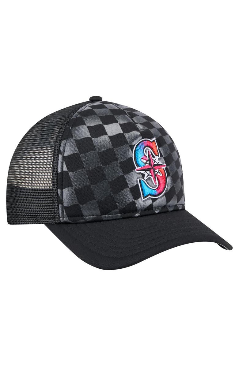 New Era Men's New Era Black Seattle Mariners Gradient 9FORTY A-Frame M-Crown Trucker Adjustable Hat, Alternate, color, Black