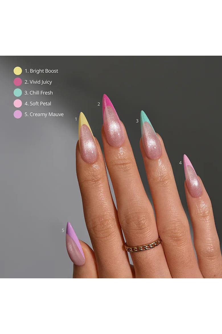 Soft Gel Nail Tips XCOATTIPS® French Brighter Pastel - Cat-Eye Base Collection, Alternate, color, Long Stiletto