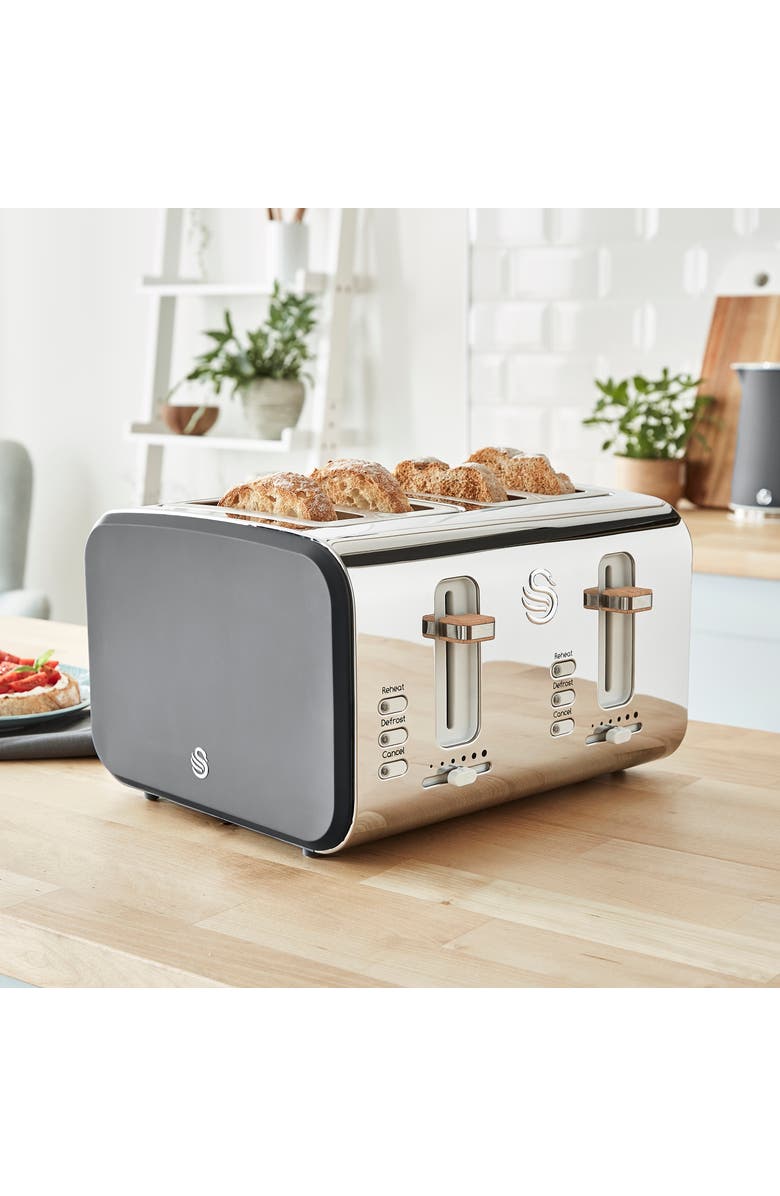 Swan Nordic Four Slice Toaster, Alternate, color, Gray